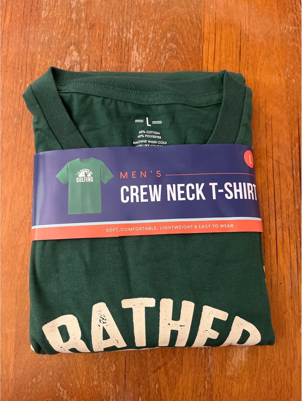 Men's Green Crew Neck Golfing T-Shirt Large
